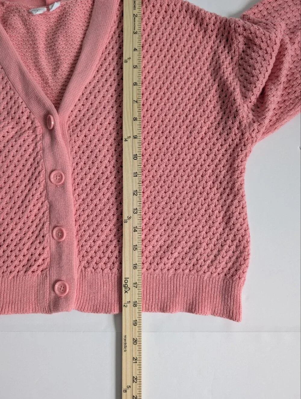 GAP Rose Pink Open-Knit Button Cardigan